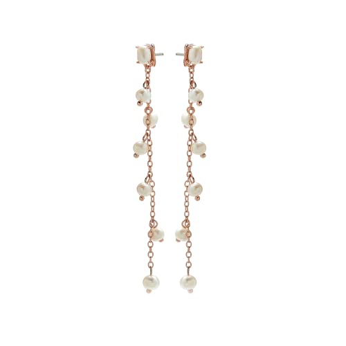 Pura Vida Rose Gold Plated Pearl Waterfall Earrings W/Freshwater Pearls - Brass Base, Sterling Silver Posts - 1 Pair #TOP13