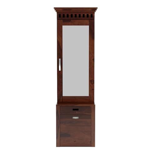 Image of Triventix Handicraft Sheesham Wood Dressing Table with 1 Drawer and 1 Cushioned Stool for Living Room Bedroom Wooden Vanities for Home Solid Wood Bedroom Furniture (Walnut)