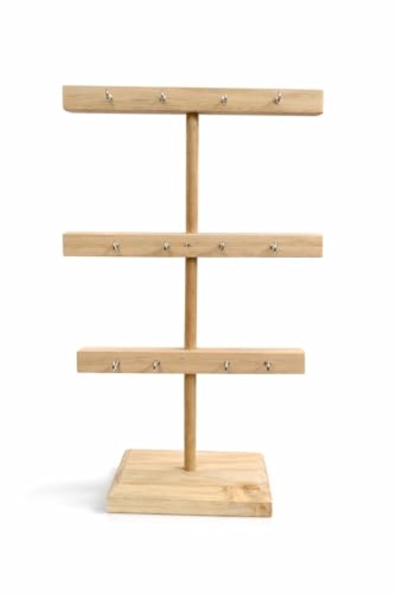 Wooden Jewelry Display Stand with Hooks