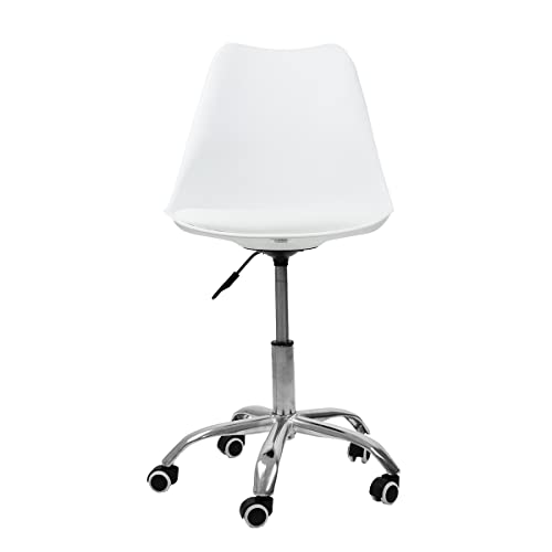 Cadeira Saarinen Office Base Cromada Com Rodizio Giratória - Branco