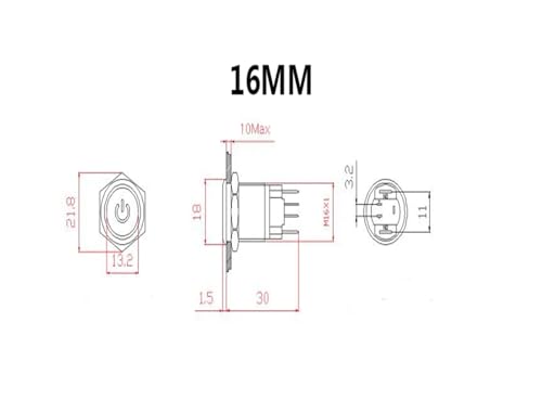 Interrupteur bouton-poussoir 16mm 15A à loquet jaune LED 3V - 2