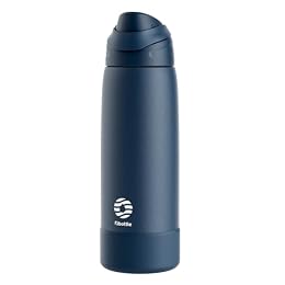 FJbottle Insulated Stainless Steel Water Bottle, 32 oz No Straw Leakproof Sports Water Bottle with Adjustable Handle for Travel Gym Workout Navy