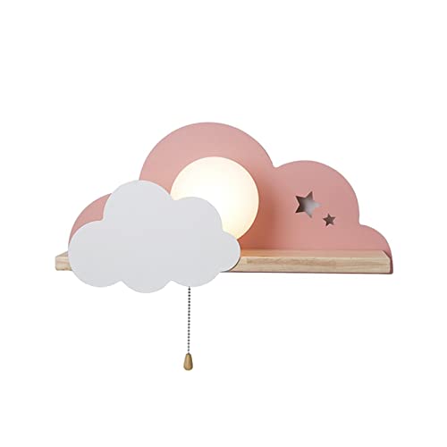 Aplique de pared infantil de nube y luna con interruptor de tirador para dormitorio de niños