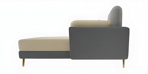 Image of Stylish & Luxury Cushioned Couch Relax sectional Sofa in Fabric & Velvet and Heavy Duty Sofa Ideal for bedrooms, Living Rooms, Guest Rooms and Office-(LHP 4 Seater Grey & Beige).