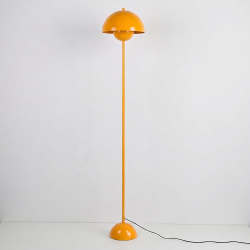 Image of Mid-Century Modern Metal Bud Floor Lamp for Home and Office, Melon Yellow