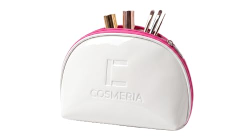 Cosmeria Patent Makeup Bag Organizer–Wipeable Travel Cosmetic Bag & Toiletry Bag for Women,Glossy Faux Leather Case, Fits Carry-On & Suitcase, Available in 5 Colors (Patent, Hot Pink)