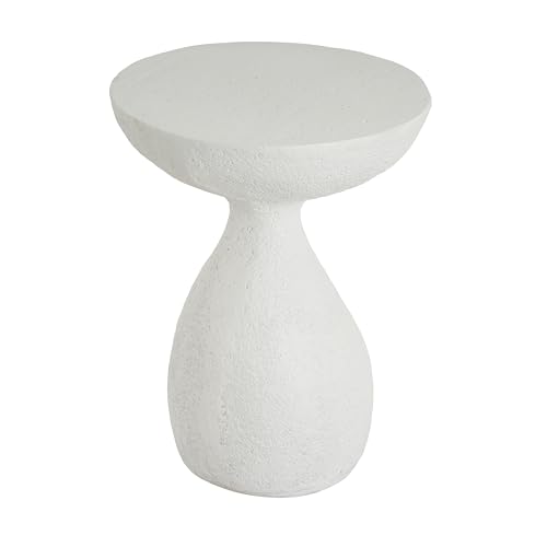 Christopher Knight Home Piper Vase-Shaped MGO Outdoor Side Table, Square Accent Table with Stone-Like Texture, Weather Resistant Small End Table with Hourglass Design for Indoor/Outdoor Usage, White by Christopher Knight Home - Used condition - Image 4