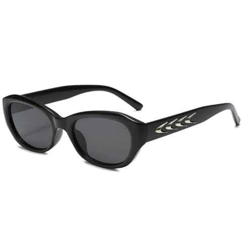willochra Trend Narrow Cat Eye Sunglasses for Women Fashion Small Oval Sun Glasses Black punk Rivets Shades UV400 F272
