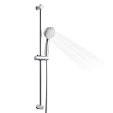 OFFO Shower Slide Bar Combo, Adjustable 31 in Slide Bar with 3-Mode Round Handheld Shower Head and 60 in Stainless Steel Hose, Screw Wall Mounted, Chrome Finish
