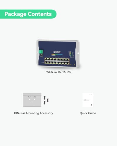 Image of Planet WGS-4215-16P2S Industrial Flat Wall Mount L2 Managed 16-Port PoE Switch, 240W Total PoE Budget, VLAN, QoS, ERPS Ring, MQTT, 820ft Extend Mode, Dual Power Input for Compact Harsh Environment