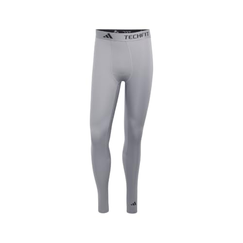 Image of adidas Mens Techfit Compression Long Leggings Casual - Black, Grey, Large