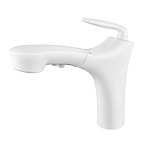 Robinet mitigeur de lavabo extractible blanc en laiton pour eau chaude et froide