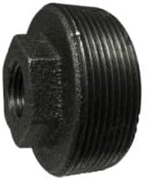 MIDLAND INDUSTRIES 65541 Black Malleable Iron Reducer Hex Bushing, 4?Inch MPT x 2?Inch FPT, Durable Iron Connector for Plumbing, Water, Gas, Heating & Pneumatic Systems