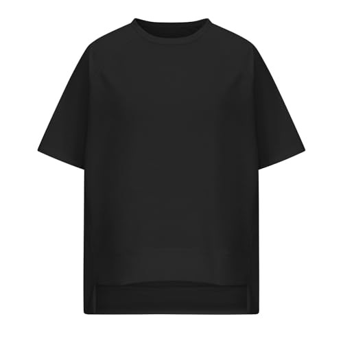 Girls T Shirts Casual Irregular Solid Color Crew Neck Shirt Kids Summer Short Sleeve Fashion Tops Tees 5-14 Years3