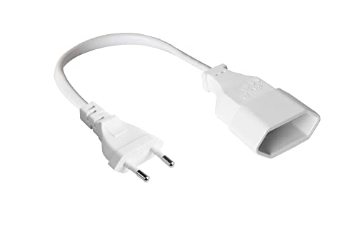Euro-Flachstecker-Verlängerung. Adapterkabel. Eurostecker auf Eurobuchse. 20cm. weiß.