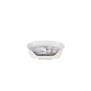 Ferplast – Dog Bed & Cat Bed – Plastic Dog Bed Extra Small – 100{b13794532221bd7716b1630afd9d7d94fcba1925a8b0df34bdffa89758f7d763} Recycled Plastic – Dog Bed Washable – Dog Basket – Breathable & Antislip – Siesta Deluxe – 43 x 28 x h 17,5 CM, XS, White