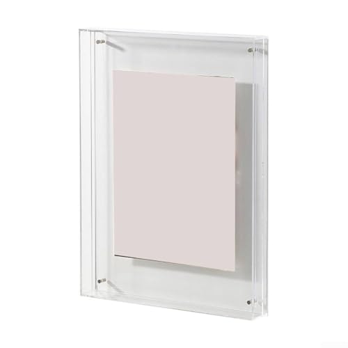 Marchfunny Cornice portafoto moderna in acrilico, 16 x 21 cm, montaggio a parete, espositore per foto, pannello trasparente, per casa e ufficio (trasparente)