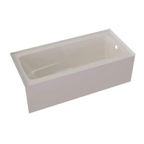 Pemberly Row Right Hand Drain Acrylic Bathtub, 72x30 in, Biscuit Finish, Smooth Integral Skirt, High Gloss Scratch-Resistant Surface, Modern Design, Energy-Efficient Insulated Tub for Bathroom