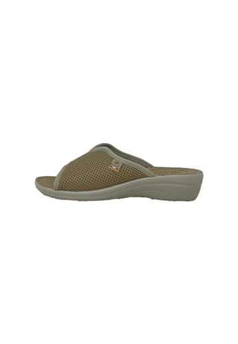 Chaussons femme Fly Flot T4429 mûre beige en cuir anatomique compensé