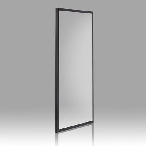 Kiamami Valentina Parete fissa 70 cm con telaio in alluminio Nero Opaco e vetro temperato 6 mm | City