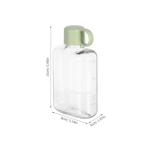 Botella de agua plana reutilizable de 360 ml, cantimplora portátil verde de camping 3