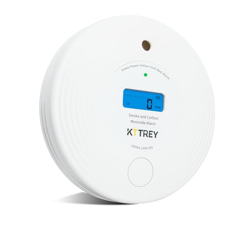 Image of Smoke and Carbon Monoxide Detector, Kttrey 10-Year Battery Operated Combination Smoke Alarm and CO Monitor with Digital Display and LEDs, Portable Detector