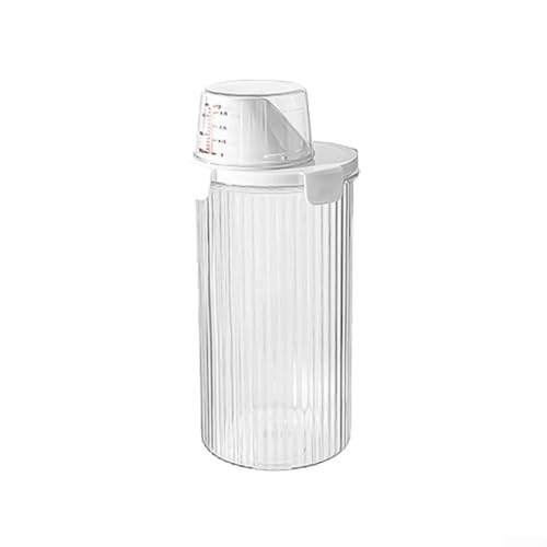 Contenitore ermetico trasparente per alimenti e cereali, con beccuccio e coperchio dosatore, organizer da cucina in plastica per riso, cereali, farina, cibo per animali domestici (medio)