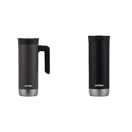 Contigo Superior 2.0 Stainless Steel Travel Mug with Handle and Leak-Proof Lid & Huron Vacuum-Insulated Stainless Steel Travel Mug with Leak-Proof Lid, Sake