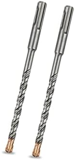 Meccion SDS Plus Hammer Drill Bits 6mm x 200mm x 2pcs, Professional Tungsten Cross Tip Rotary Impact Drill bit for Masonry, Brick, Concrete