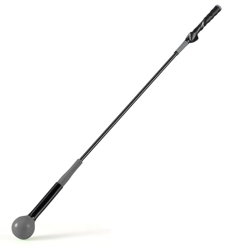GYMAX Golf Swing Trainingshilfe, gewichtetes Golf Schwungtrainer für Rhythmus, Flexibilität, Balance, Tempo & Stärke, Golfschwung-Trainer zum Aufwärmen (100 cm+Grau)