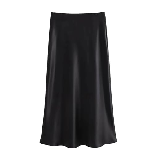 Satin Skirt Women's Clothing Long Skirt High Waist Satin-Like Silk Sensation3