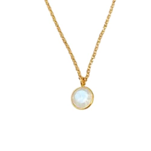 Collier en pierre de lune blanche avec pendentif de 8 mm et chaine en argent 925 LKBEADS
