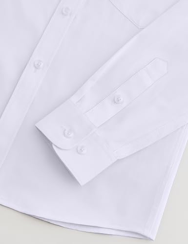 Image of Boys Long Sleeve Button-Down Dress Shirts with Tie: 2 Fabrics (Stretch /Standard) & 2 Fits (Regular /Husky)