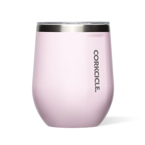 Corkcicle Stemless Wine Tumbler - Keeps Drinks Cold for 6 Hours - Triple-Insulated Stainless Steel - Non-Slip Base - Summer Drinkware Gift - Keeps Drinks Ice Cold - 12 oz - Powder Puff