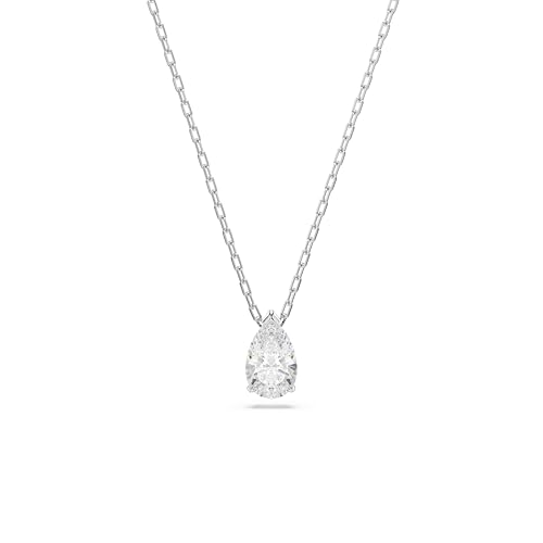 Swarovski Attract Adjustable Necklace, Precision Cut White Crystal, Rhodium Plated with Crystal Emblazened Logo Appendage from the Attract Collection for Women