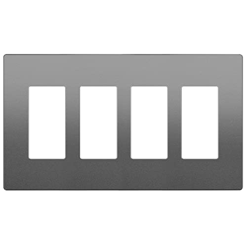 Image of LIDER Decorator Switch Cover, Screwless Wall Plate, Mid-Size 4-Gang 4.88 inch x 8.58 inch, LSWP-34M-SG, UL Listed, Thermoplastic, Matte Space Gray, 1-Pack