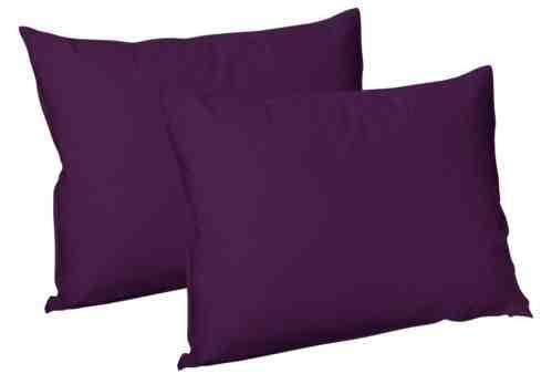 ARLINENS Luxury Plain Dyed Poly Cotton Platform Base Valance Sheet in Following Colours and Sizes (PAIR OF PILLOWCASES, PLUM)
