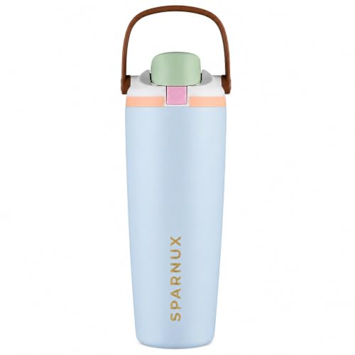 Image of FreeSip Gym Water Bottle 30oz with Built-in Straw & Chug Spout, Leak Proof Lock Lid, Carry Handle Travel Bottle for Fitness Workout Training Sports and Car Cup Holder(900 ML)