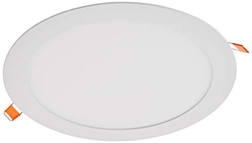 JANDEI - Downlight LED 18W Redondo Plano De Empotrar, Aluminio Aro Blanco Mate, Luz Blanca Cálida 3000K, Para Hueco De 200-205mm Blanco [Clase de eficiencia energética A+]