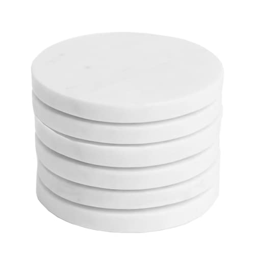 Marmor Untersetzer für Getränke Set mit 6 Untersetzern moderne Untersetzer für Getränke Marmor Dekorationen Weiß Marmor Untersetzer für Heimdekoration rund Cover