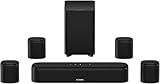 ULTIMEA 7.1ch Virtual Surround Sound Bar, Sound Bar for TV with 4 Surround Speakers, Surround Sound System for TV, App Control, TV Soundbar with Subwoofer, Opt/AUX/BT, Aura A40