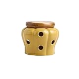 LSNNMU Contenedores de ajo ventilados, cajas dulces for el hogar con tapa, caja almacenamiento, alimentos for Para Caramelos(Yellow-9.5 * 10.2cm)