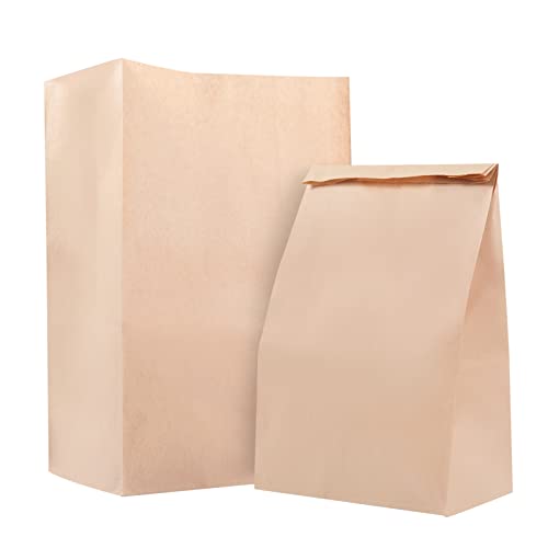 Lyaor 50 PCS Sac en Papier Kraft Brun Sachet Kraft Résistant à l'Huile 20x12,5x30cm Grand Sachet Alimentaire Papier Sac Cadeau Pochette Kraft pour Noël/Mariages/Fêtes d'Anniversaire/Cafés/Boulangerie Cover