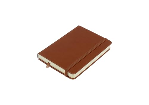 Image of Kangaro Art Sketchbook A6 Cognac PU Hard Cover 80 Sheets 140 g Cream Paper with Elastic Band and Ribbon