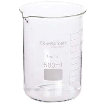 Cole-Parmer Elements Low-Form Beaker, Glass, Griffin Style, Graduated, 4000 mL