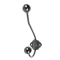 Hammer and Tongs Ceramic Ball Hat & Coat Hook - Pack of 1 - W50mm x H180mm - Vintage Black Wall Mounted Entryway Coat Hooks Storage Hanging for Clothes, Hats