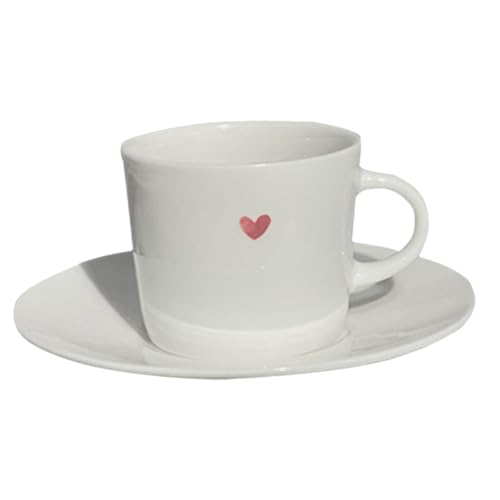 UKCOCO Tasse à Café Céramique avec Soucoupe Petite Tasse Espresso Porcelaine Fine Design Minimaliste pour Bureau et Maison Set Léger et Stable