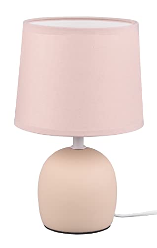Reality Leuchten Tischlampe - H 26 cm - Beige - Keramik - Stoffschirm