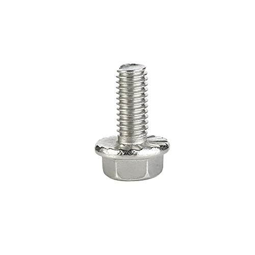 Image of 40 PCS M6 x 10mm Flanged Hex Head Bolts Flange Hexagon Screws, Stainless Steel A2, DIN 6921