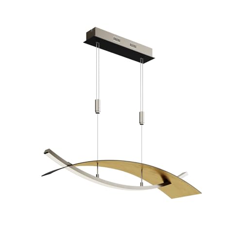 Lucande LED Pendelleuchte dimmbar Schwarz - Gold, Silber Esstisch Hängelampe höhenverstellbar 22W gesamt Esszimmerlampe